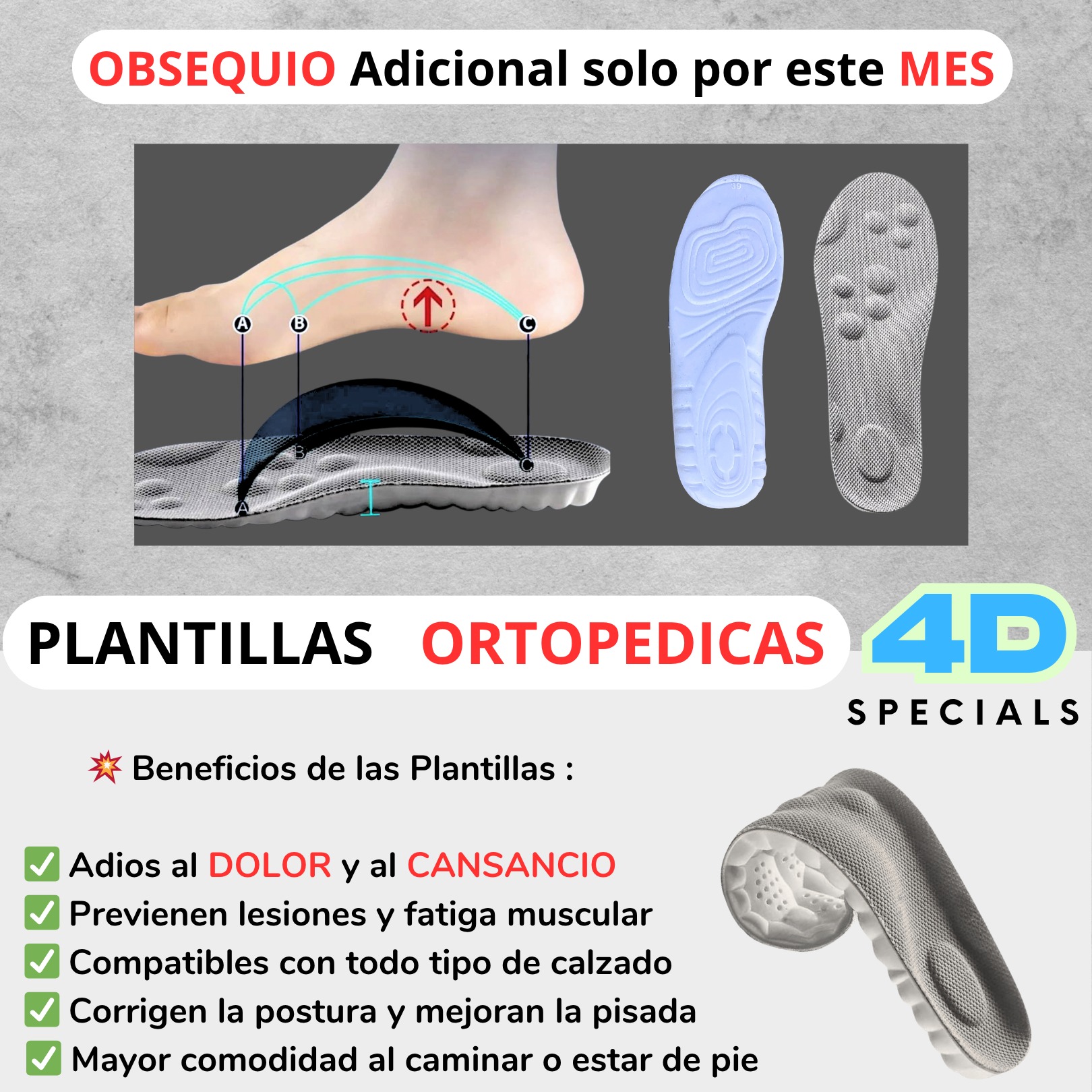 Plantillas acolchadas 4D Specials incluidas como obsequio